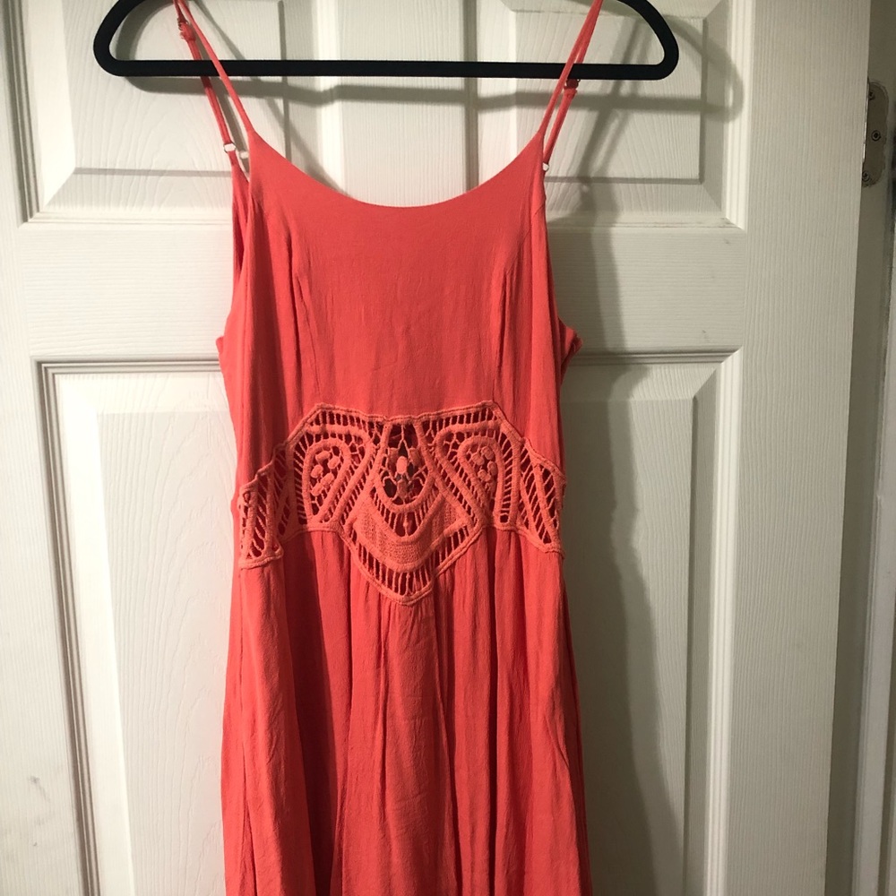 Lace-up Peach/Coral Summer Dress